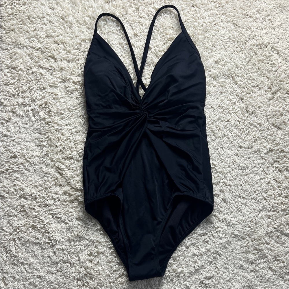 TIME AND TRU BLACK ONE PIECE BIKINI SZ 4/6 NWT